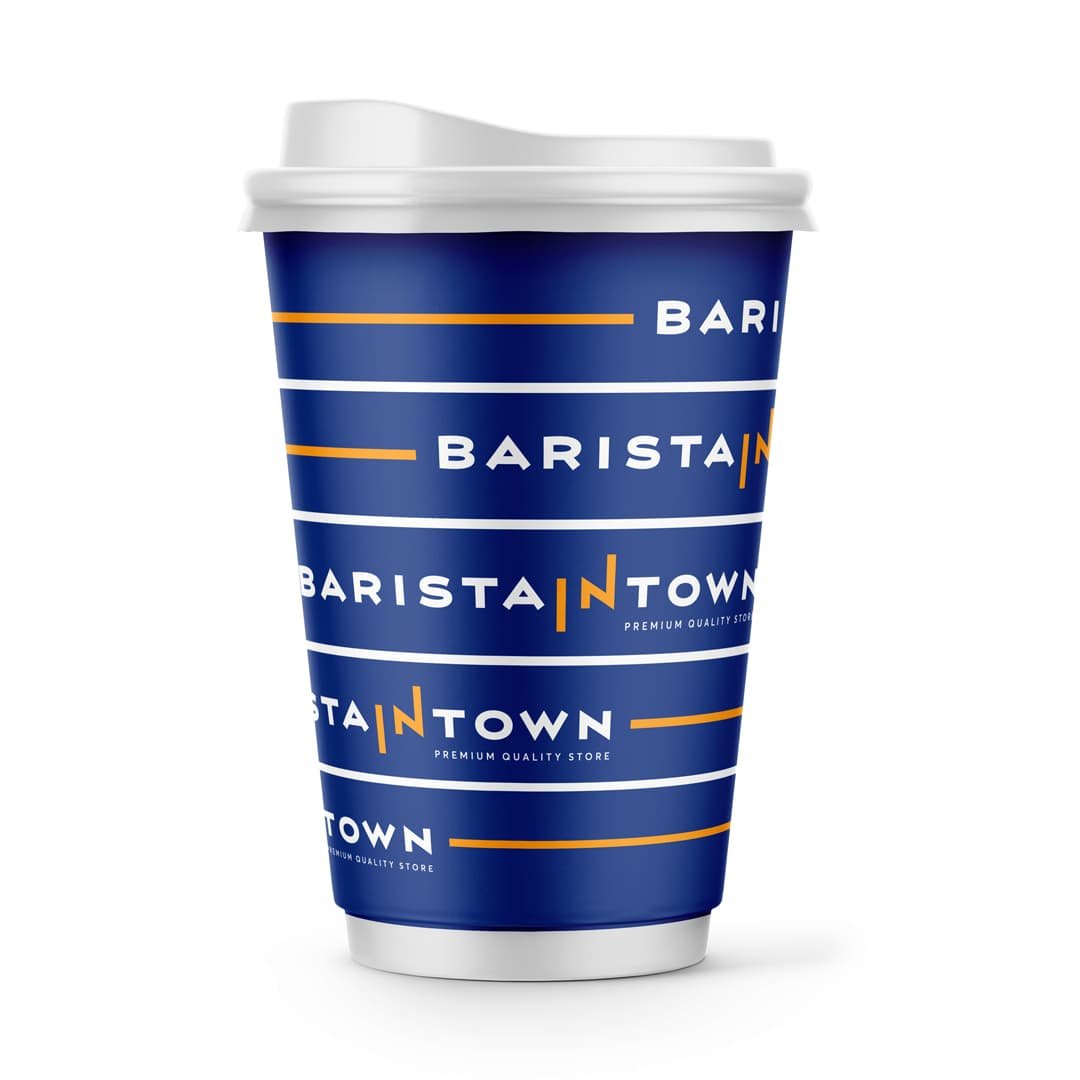 Blue Barista in Town coffee cup