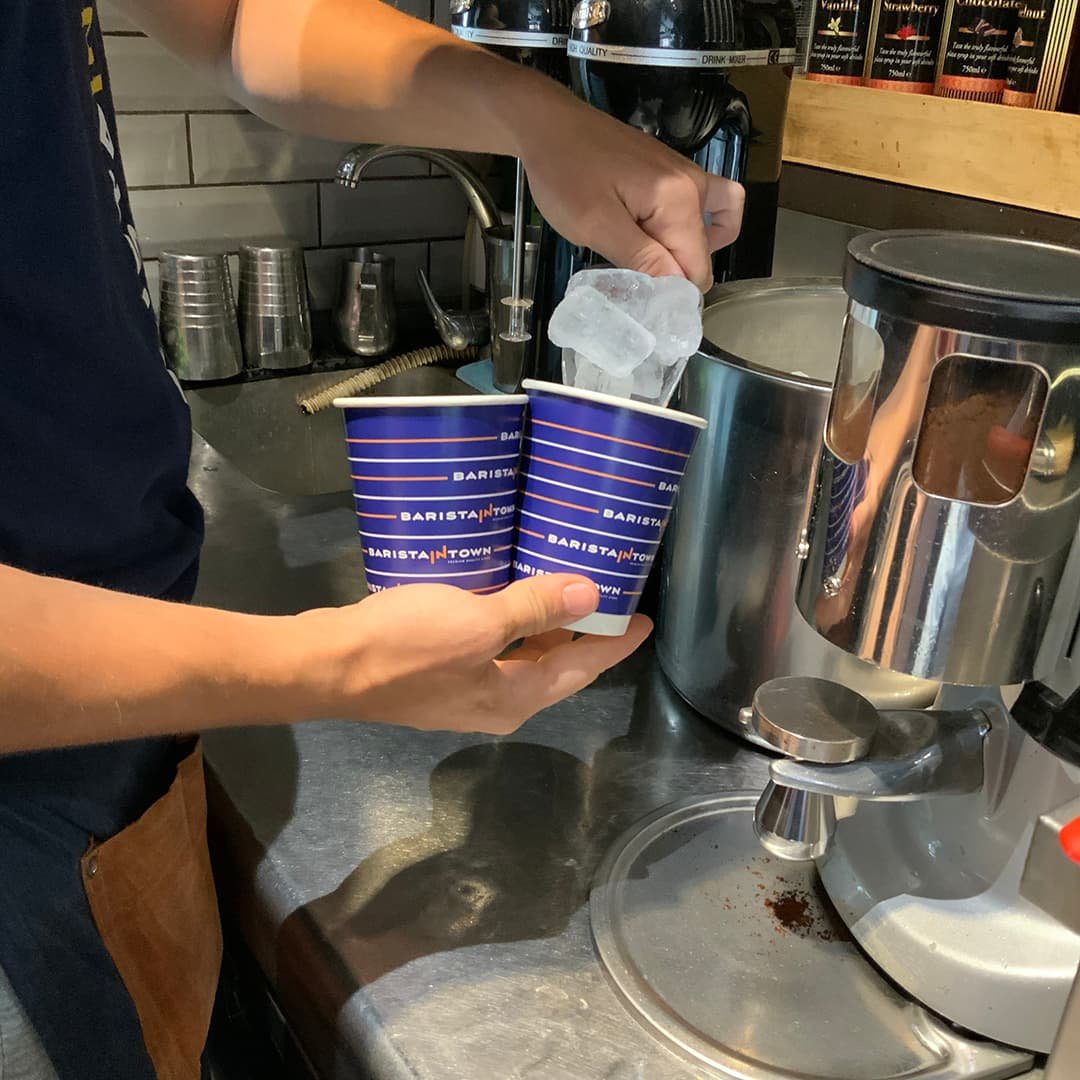 Ready coffees at the bar